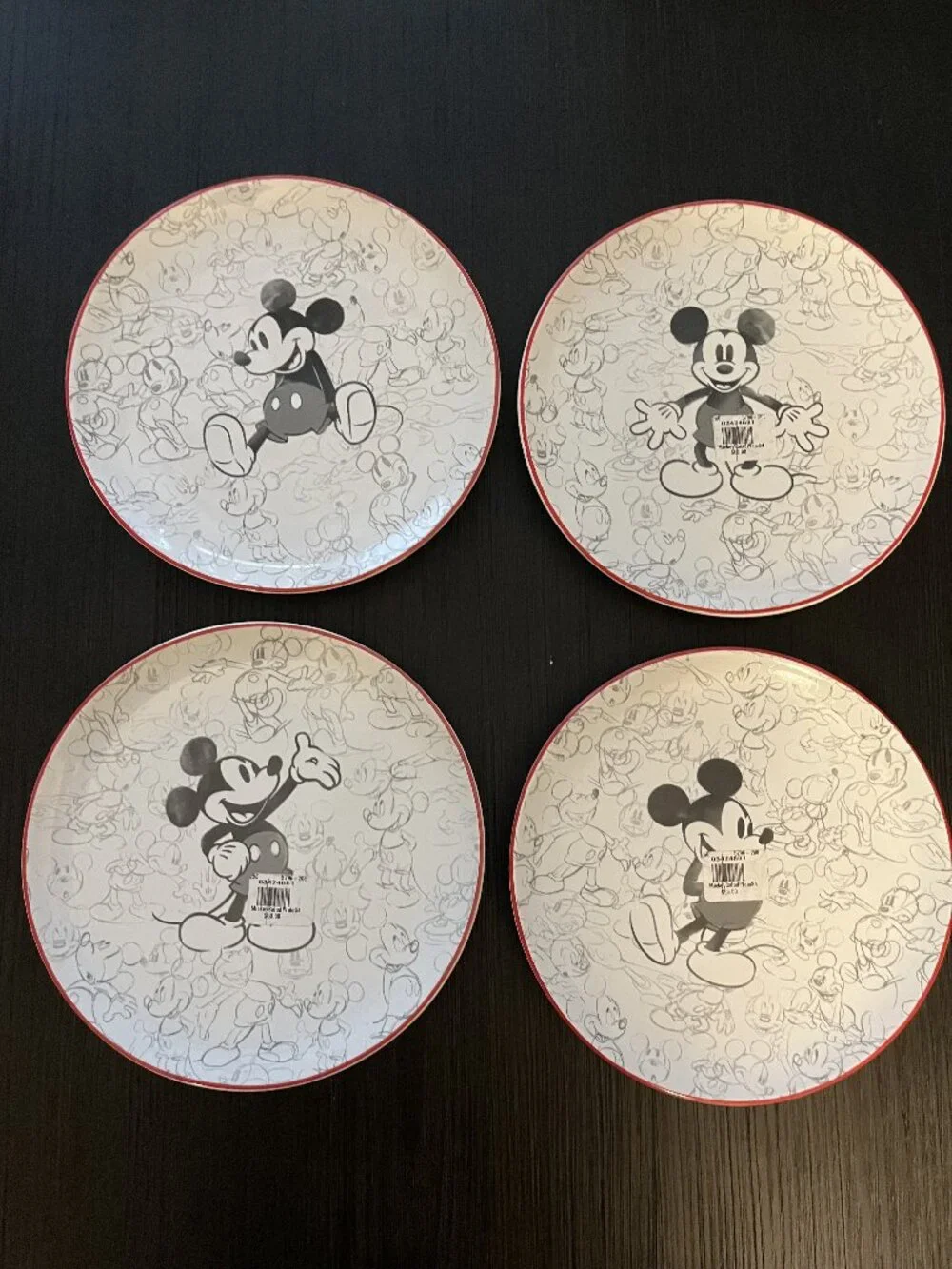 Set of 4 Pottery Barn Disney Mickey Mouse Salad Plates